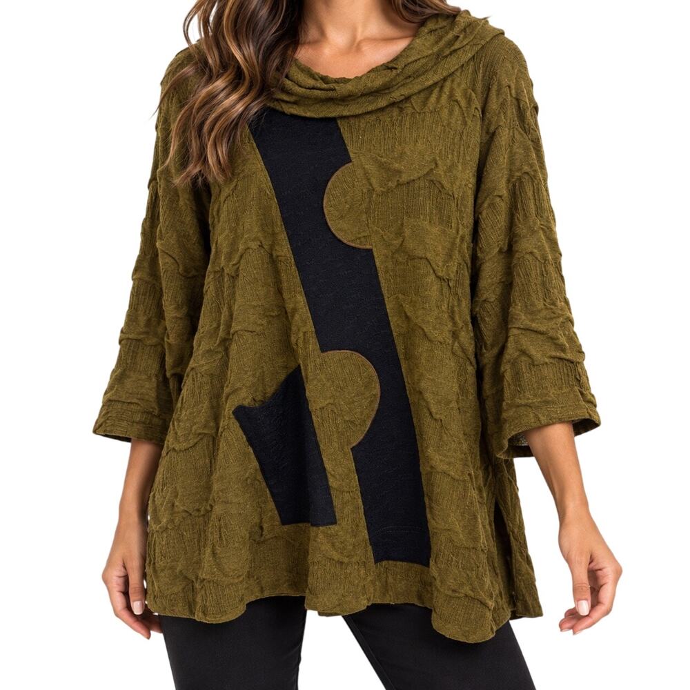 Moonlight by Y & S XXL 2X Greenish/Yellow Wearable Art Blouse Shirt Top Harvest